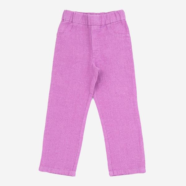 Weite Kinderhose aus Leinen in mauve