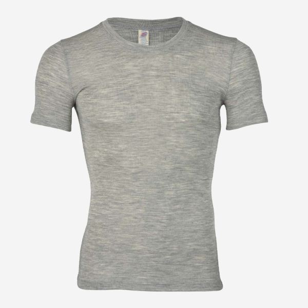 Herren Shirt kurzarm von Engel aus Wolle/Seide in grau