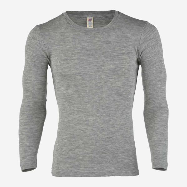 Herren langarm Shirt von Engel aus Wolle/Seide in grau