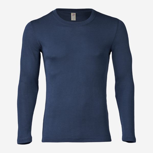 Herren langarm Shirt von Engel aus Wolle/Seide in marine blau