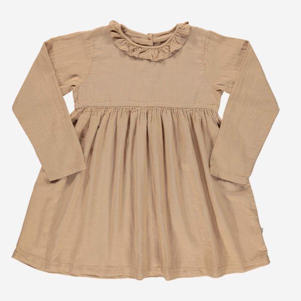 Kinder Kleid CAMPANULE von Poudre Organic aus Bio-Baumwolle in indian tan