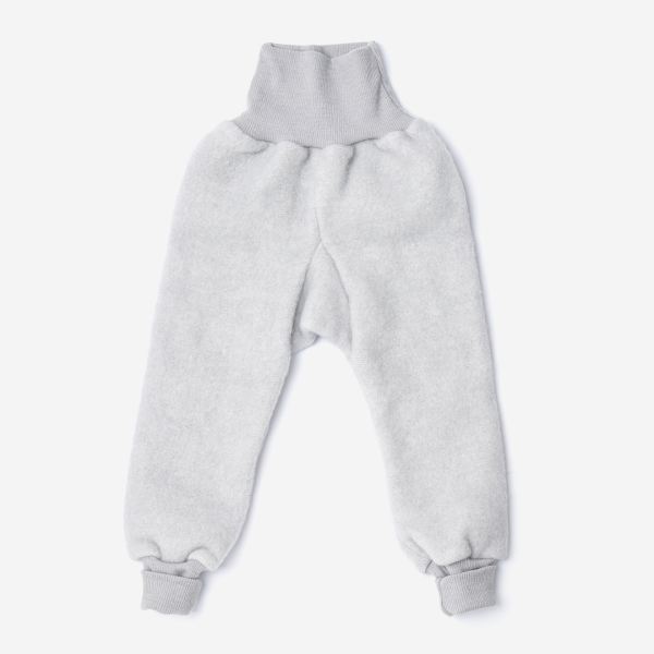 Baby Hose von Cosilana aus Wolle/Baumwolle-Fleece in grau melange