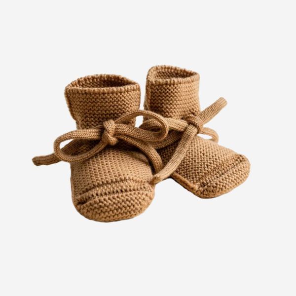 Babyschühchen BOOTIES von Hvid aus Merinowolle in ochre