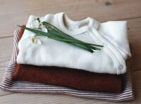 Shirt mit Druckknopfleiste von Lilano aus Wolle/Seide in natur Hemden