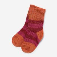 Kinder Socken von Hirsch aus Wolle in himbeere/rot/mango...