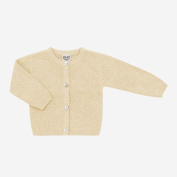 Baby Strickjacke Popcorn von Puri Organic aus Bio-Baumwolle und Leinen in anis flower