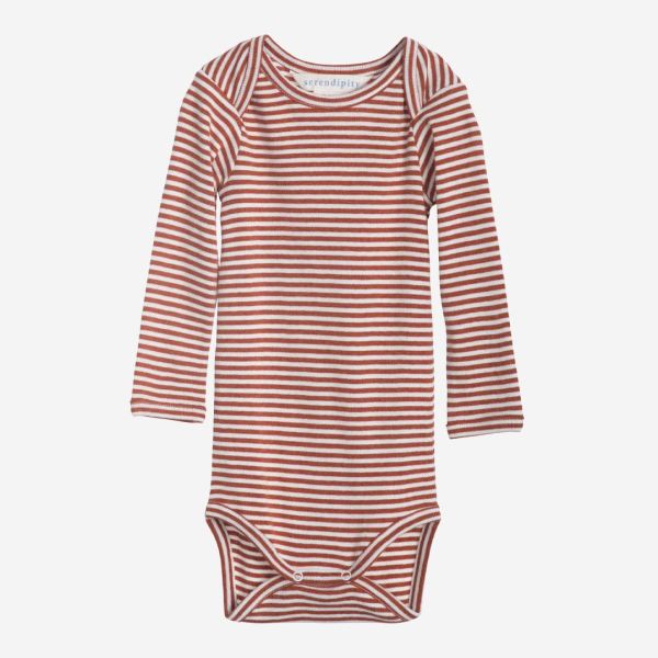 Baby Body Stripe von Serendipity aus Bio-Baumwolle in rust/offwhite