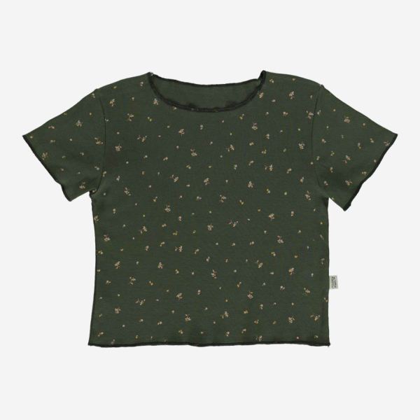 T-Shirt BOULEAU von Poudre Organic aus Bio-Baumwolle in forest green flowers