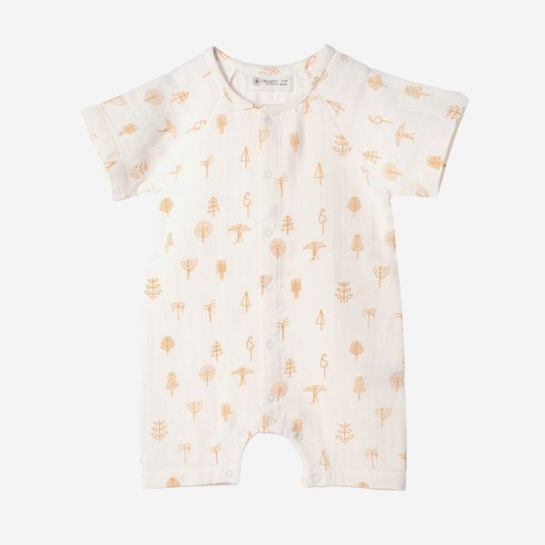 Baby Musselin Playsuit Kraftgebender Wald von Organic by Feldman aus Bio-Baumwolle