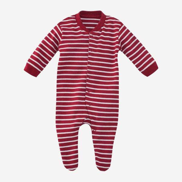 Baby Schlafanzug von Living Crafts aus Bio-Baumwolle in Ringel Rot