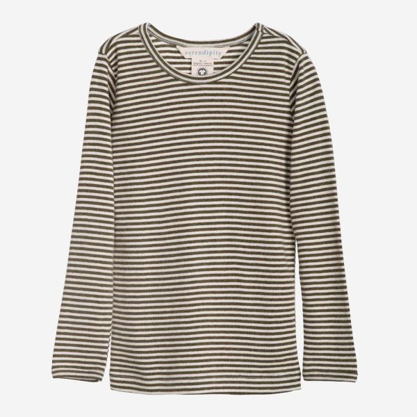 Kinder Shirt Slim Stripe von Serendipity aus Bio-Baumwolle in seaweed-offwhite