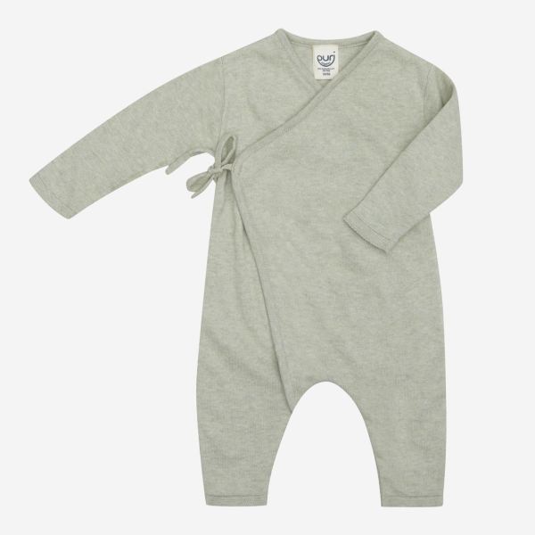 Baby Spielanzug von Puri Organics aus Bio-Baumwolle und Seide in tea green