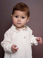 Baby Bluse mit Stickerei von Serendipity aus Bio-Baumwolle in creme