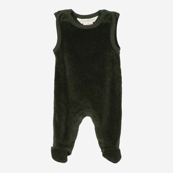 Baby Frühchen Velour Strampelanzug von Serendipity aus Bio-Baumwolle in pine