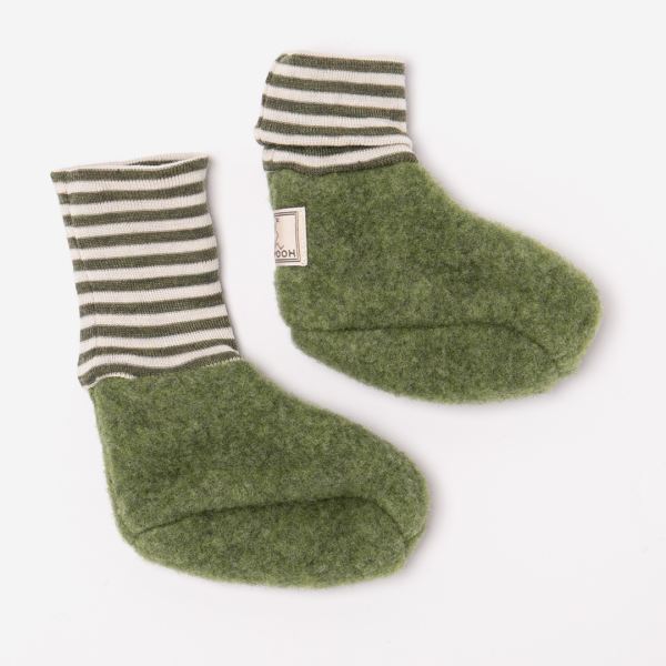 Baby Krabbelschuhe Sox von Pickapooh in Wollfleece in moos