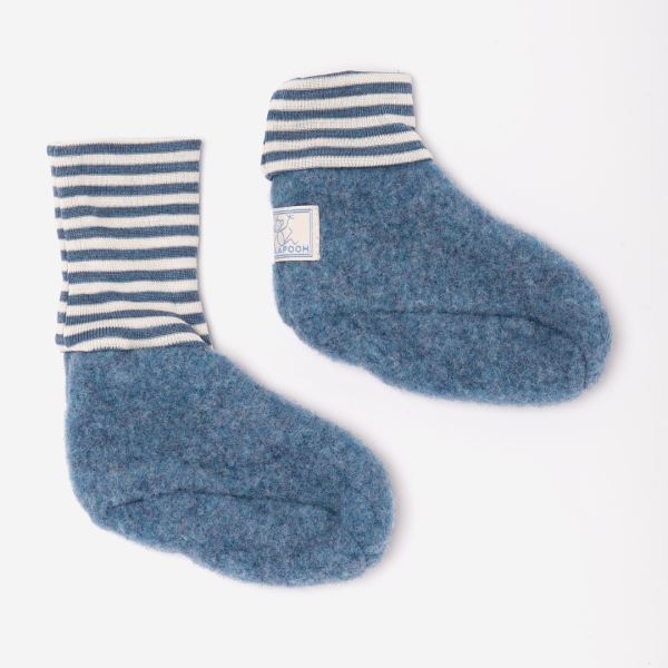 Baby Krabbelschuhe Sox von Pickapooh in Wollfleece in jeansblau