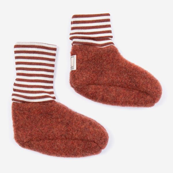 Baby Krabbelschuhe Sox von Pickapooh in Wollfleece in redwood