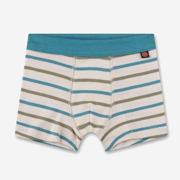 Kinder Boxershorts aus Bio-Baumwolle von Sanetta in Streifen caribic