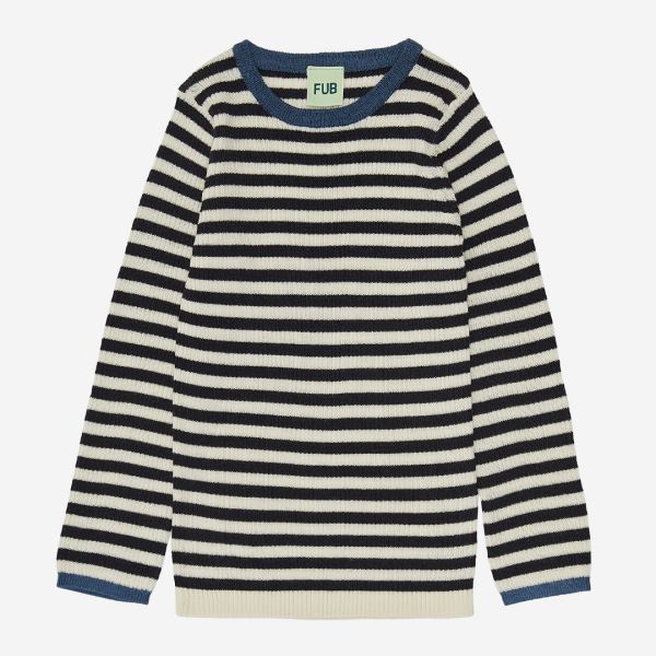 Kinder Rib Pullover von FUB aus Merinowolle in ecry/dark navy