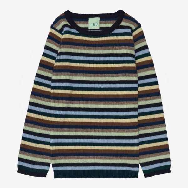 Kinder Rib Pullover von FUB aus Merinowolle in multistripe