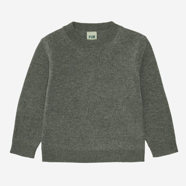 Kinder Rundhals Pullover von FUB aus Wolle in moss melange