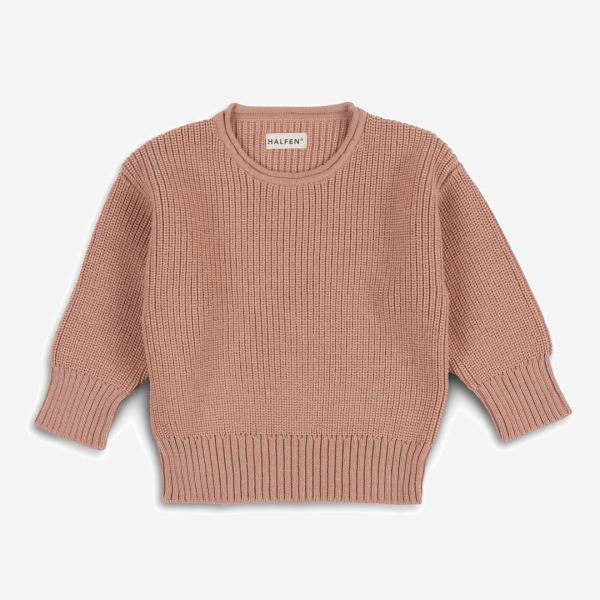 Kinder Grobstrick Sweater von Halfen aus Merinowolle in rose