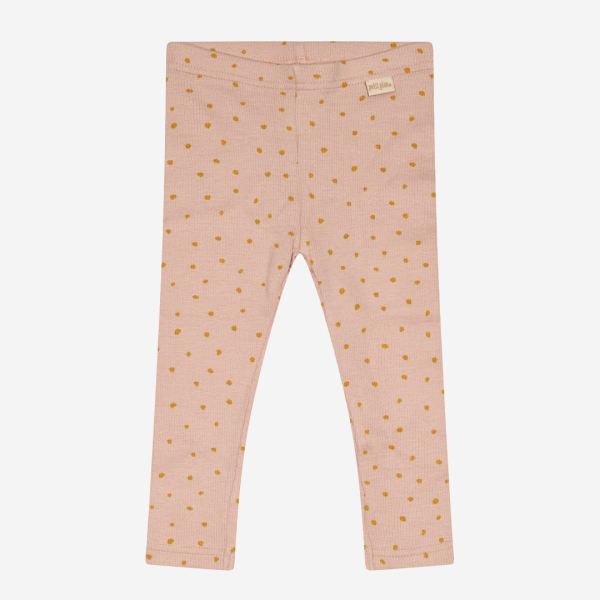 Baby und Kinder Leggings von Petit Piao aus Bio-Baumwolle/Modal gepunktet in adobe rose/mustard gold