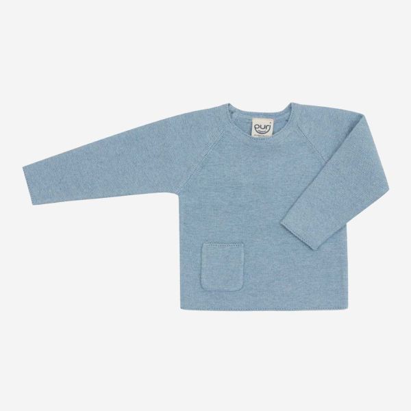 Baby Pulli Krausstrick von Puri Organics aus Bio-Baumwolle und Seide in dusty blue