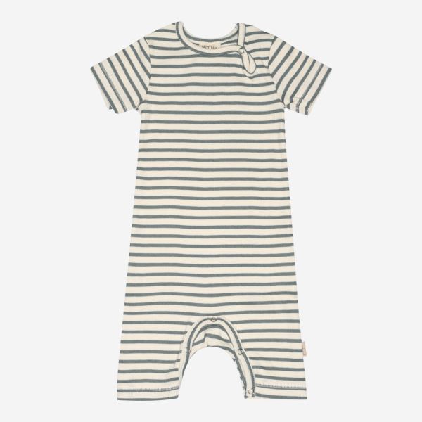 Baby Jumpsuit von Petit Piao aus Bio-Baumwolle/Modal in Ringel offwhite/light petrol