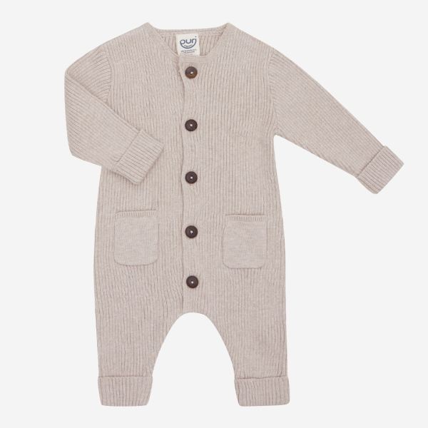 Overall Rippstrick von Puri Organic aus Bio-Baumwolle und Wolle in oyster grey