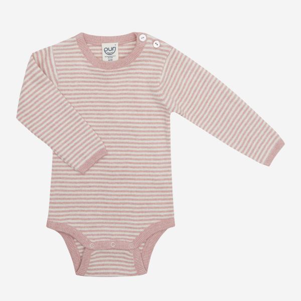 Baby Body von Puri Organics aus Bio-Baumwolle und Seide in misty rose geringelt