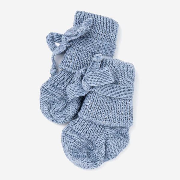 Neugeborenen Socke mit Schleife von Hirsch Natur aus Bio-Wolle in skyblue