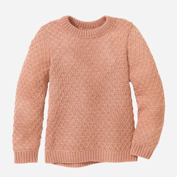 Kinder Pullover Aran von Disana aus Wolle in rosé