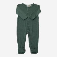 Baby Schlafanzug von Joha aus Wolle/Seide in dunkelgrün