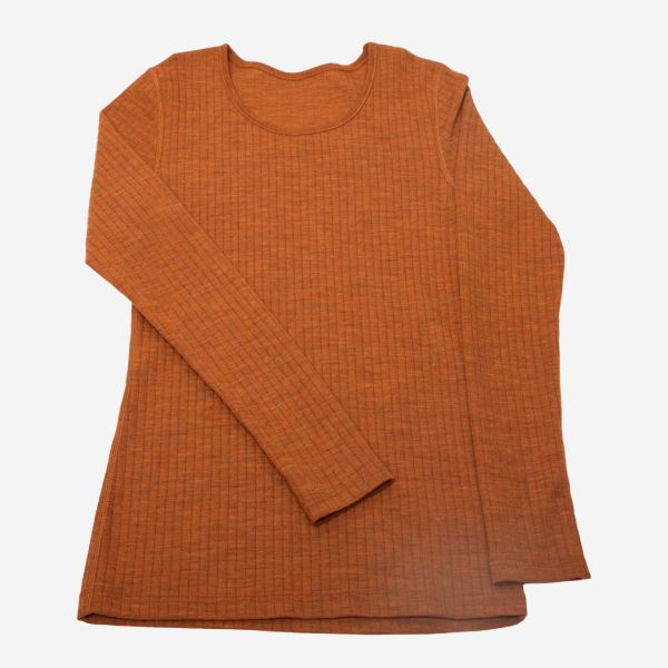 Damen Shirt von Joha aus Merinowolle in orange melange