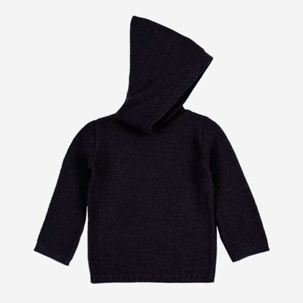 Kinder Struktur Strick-Hoodie von Halfen aus Merinowolle in marine