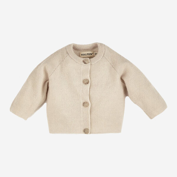 Baby Feinstrick Cardigan von Halfen aus Kaschmir-Wolle und Merinowolle in vanille