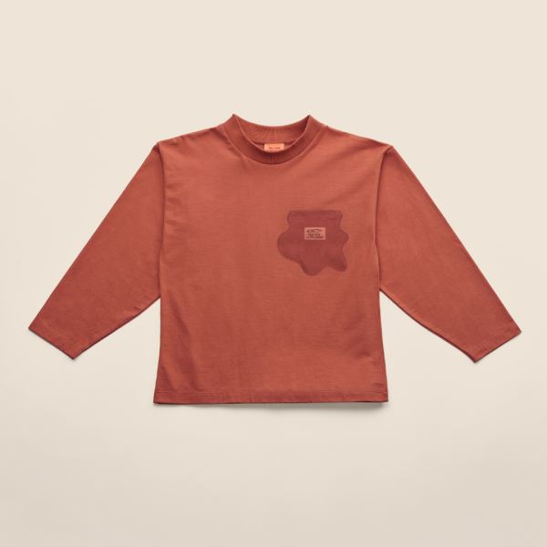 Shirt Carla wobble pocket von New Kids in the House aus Bio-Baumwolle in mineral red