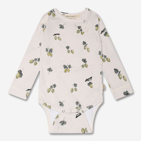 Baby Langarm Body von Petit Piao aus Bio-Baumwolle mit Print Stachelbeere