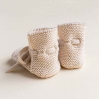 Babyschühchen BOOTIES Hvid aus Merinowolle cream hinten