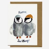 Klappkarte „Hurra Zwilinge Pinguine“ von...