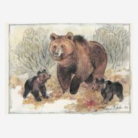 Postkarte „Bärenmutter mit Jungen von Ingvar...