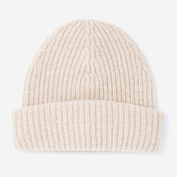 Damen Beanie Wolle/Seide beige