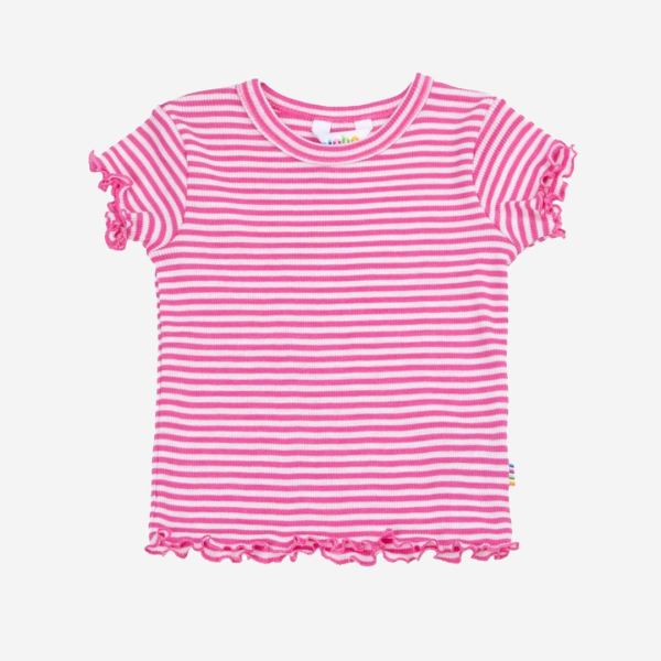 T-Shirt Wolle/Seide Ringel pink